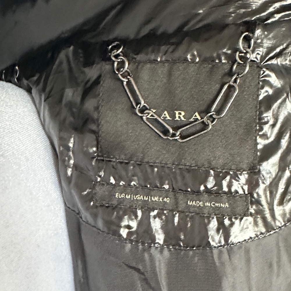 Zara Glossy Black Puffer Jacket - Picture 6 of 6